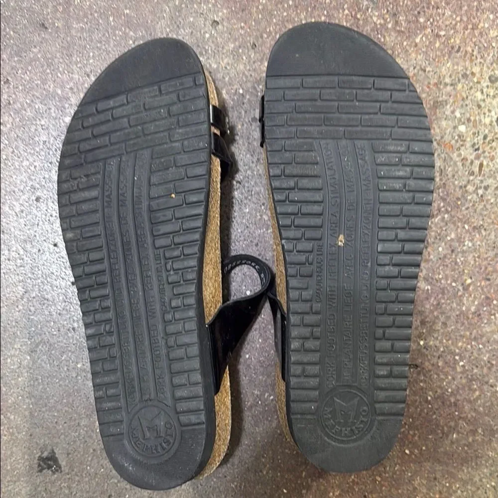 Mephisto Black Sandals Comfortable Slip-On